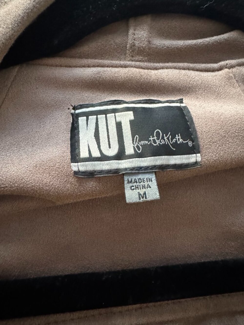 KUT from the Kloth Tayanita Faux Suede Draped Jacket Taupe M - Picture 6 of 6
